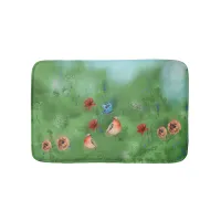 green grass and birds bath mat