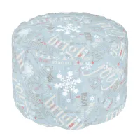 Christmas Text and Snowflake Pattern Blue ID257 Pouf