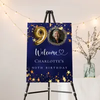 90th Birthday blue gold stars photo welcome Foam Board