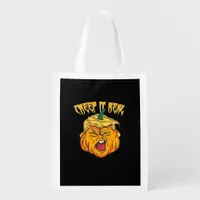 Crazy Halloween Pumpkin Trumpkin Costume Grocery Bag