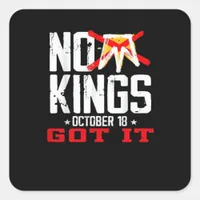 No Kings It Classic Minimal Design Square Sticker