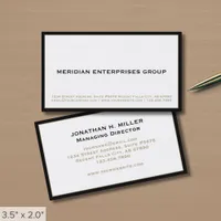 Plain Simple White Black Border Business Card