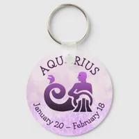 Zodiac Sign Aquarius Purple Horoscope Astrology Keychain