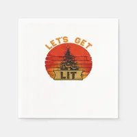 Let's Get Lit Funny Christmas Humor Quote Vintage  Napkins