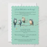 Whimsical Birds on Branches  Pastel Baby Shower Invitation