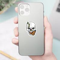 Black and White Skull with Monarch Butterfly    Sticker