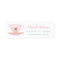 Pink Roses Floral Tea Party Label