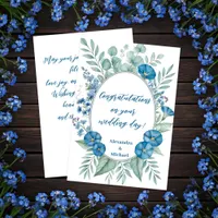 Romantic Blue Wildflower Wedding Congratulations Card