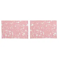 Pastel Pink White Abstract Terrazzo Pattern Pillow Case