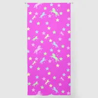 Unicorns and Stars on a Hot Pink Background | Sheer Curtains