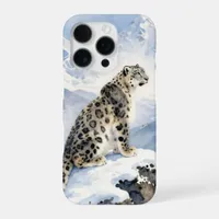 A Snow Leopard on Snowy Peak iPhone 16 Pro Case