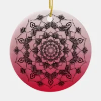 Red Mandala Abstract Beautiful Christmas Ceramic Ornament