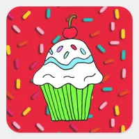 Chocolats Cupcake with Candy Sprinkles Square Sticker