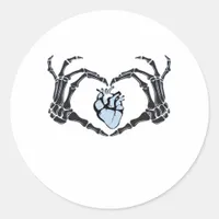 Skeleton Heart Hands Clean Graphic Mood Classic Round Sticker
