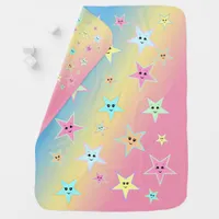 Cute stars with faces in pastel colors baby blanket