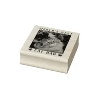 World's Best Cat Dad Paw Prints Pet Photo Frame Rubber Stamp