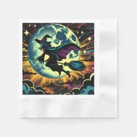 A Witch and a Full Moon Halloween Party Napkins