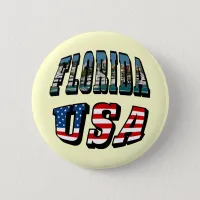 Florida State and USA Flag Text Pinback Button