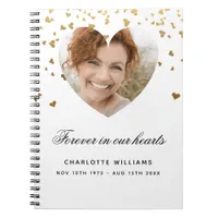 Guest book memorial white gold hearts photo