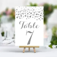 Silver Confetti Elegant Wedding Table Number