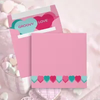 Pink Groovy Love Valentine Hearts Square Envelope