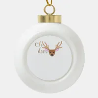 Oh Deer Artistic Style  Ceramic Ball Christmas Ornament
