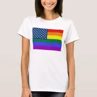 LGBT Pride American Flag with Stars T-Shirt