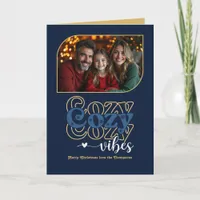 Midnight Velvet Cozy Vibes Retro Christmas Photo Holiday Card