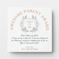 Awesome Parent Award Typography Your Message Gift Plaque