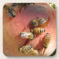 A Peach For The Bees Drink Coaster