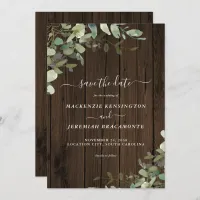 Rustic Wood Eucalyptus Wedding Save the Date