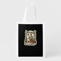 Cottagecore Skeleton With Flower Crown Grocery Bag