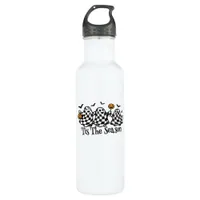 Retro Tis The Season Checkered Halloween Stainless Steel Water Bottle