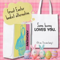 80's Retro Vintage Easter Bunny Tote Bag with Name