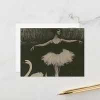 Ballerina and Swan Black and White Postcard