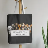 Funny Crazy Cats Dogs Pet Sitter Business Black Tote Bag