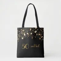 50 fabulous black gold stars tote bag