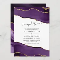Purple and Gold Agate Wedding Update Invitation