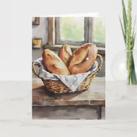 Baked Bread in a Basket Farmhouse Aesthetic  Card
