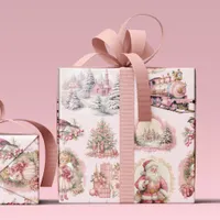 Antique Pink Victorian Christmas Wrapping Paper