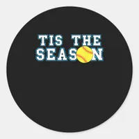 Tis The Season Softball Coach Creative Casual Classic Round Sticker