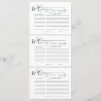 Dusty Blue Floral Recipe Cards