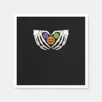 Funny Pickle Halloween Skeleton Hands Heart Pumpki Napkins