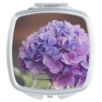 Purple Hydrangea in Mason Jar Photograph Mirror For Makeup