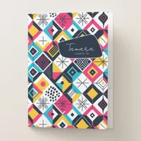 Retro Geometric Abstract Pat#12 Multi Color ID1067 Pocket Folder