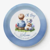 Baby Boy and his Bulldog Baby Shower Paper Plates