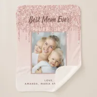 Mother Rose gold photo blush pink drips Sherpa Blanket