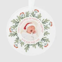 First Christmas Nanny Grandad Photo Names Leaves Ornament