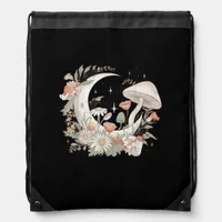 Aesthetic Moon Goblincore And Cottagecore Mushroom Drawstring Bag