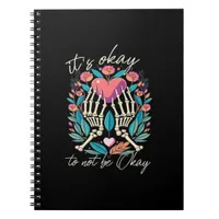 Its Ok To Not Ok Skeleton Hands With Heart Minimal Notebook